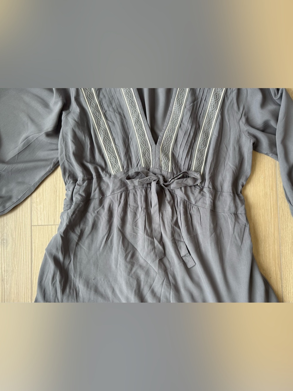 Baltic Born Amelia Boho Peasant Cottagecore Maxi Dress Gray Sz M - Picture 4 of 13